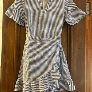 Striped Blue and White Ruffle Dress
